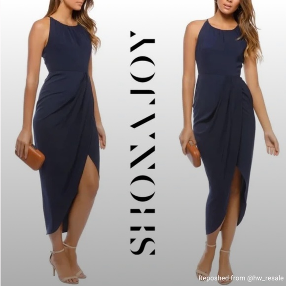 Shona Joy Dresses & Skirts - SHONA JOY: Core High Neck Ruched Navy Dress (NWT)